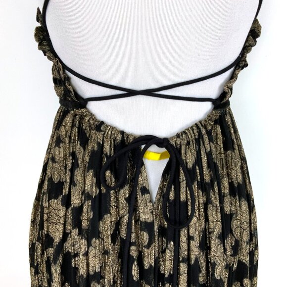 Free People Charlie Bustier Dress Black/Gold Metallic Combo Sz XS - Picture 6 of 16